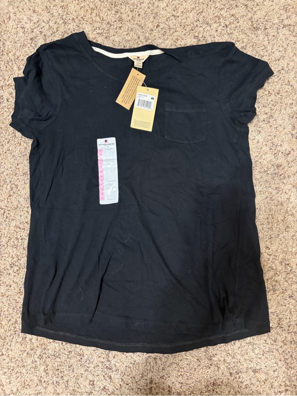 Woolrich Black Short-Sleeve Women’s Pocket Tee